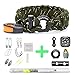 Paracord Bracelet Survival Gear - 550 Premium Green Reflective Parachute - Outdoor Emergency First Aid Tool Kit 19 in 1 Compass, Fire Starter, Emergency Knife, Whistle, Rescue Rope & Food Fishing Gear