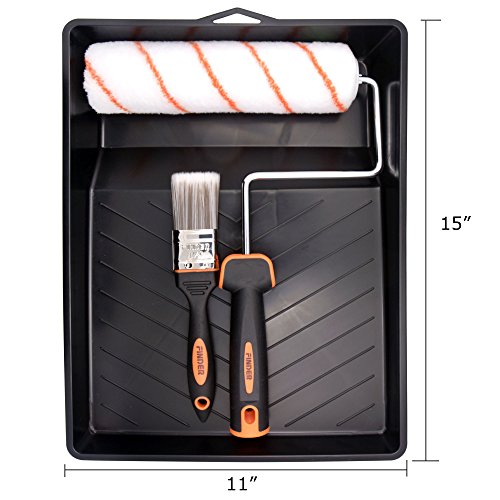 Finder Premium 9 inch Paint Roller Brush Kit 8 pcs Home Painting Supplies include House Painting Tray, Roller Frame, Paint Roller Covers and Paint Brushe, Interior Paint Brushes