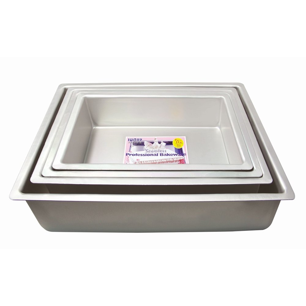 PME OBL12153 Aluminium Oblong Cake Pan 12 x 15 x 3-Inch Deep Silver