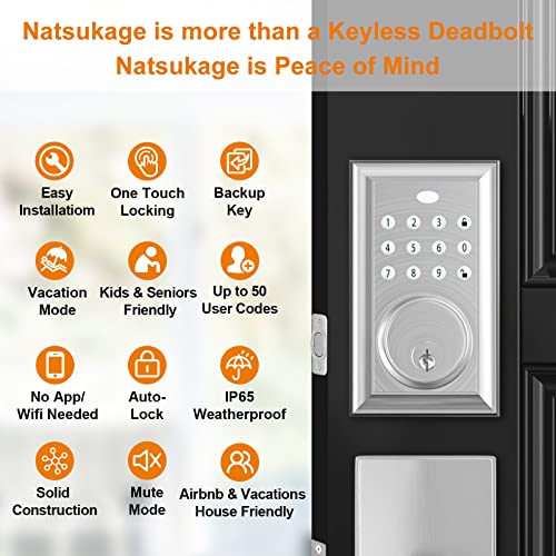 Natsukage Electronic Keypad Deadbolt, Keyless Entry Door Lock with
