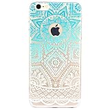 iPhone 6 Case, iPhone 6s Case,JAHOLAN TPU Silicone Gel Soft Clear Case Cover for Iphone 6 6S - Blue White Tribal Henna