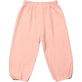 BULINGNA Toddler Kids Baby Boy Girl Cotton Linen Elastic Basic Harem Long Pants Bloomers Casual Joggers