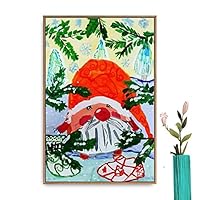 Framed Canvas Wall Art Christmas Santa Claus Canvas Prints Home Artwork Decoration for Living Room,Bedroom - 16x24 inches