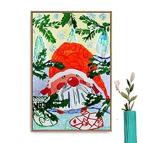 Framed Canvas Wall Art Christmas Santa Claus Canvas Prints Home Artwork Decoration for Living Room,Bedroom - 16x24 inches