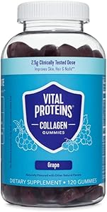 Vital Proteins Collagen Gummies, 2.5g of Clinically-Tested Collagen for Hair, Skin, Nails & Wrinkles, 120 ct, 30-Day Supply, 