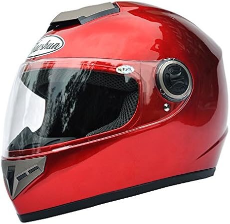 Amazon テンカ バイクヘルメット フルフェイス レディース メンズ 通気吸汗 日焼け止め 襟巻き付き 四季通用 オートバイ バイク バッテリカー ヘルメット アウトドア スポーツグ レッド 透明シールド ｌ フルフェイス 車 バイク