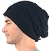 FORBUSITE Mens Slouchy Long Beanie Knit Cap for Summer Winter, Oversize, Black