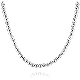 Savlano 925 Sterling Silver 5MM Handmade Bead Ball Strand Chain Necklace For Women - Made in Italy Comes With a Gift Box
