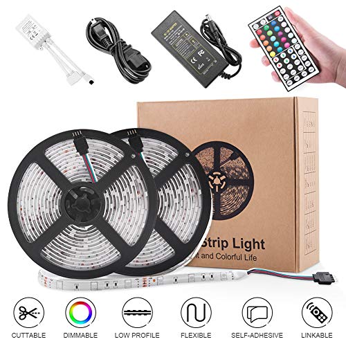 LED Strip Lights, kdorrku 10M RGB Waterproof Flexible Self-Adhesive LED Light Strip Dimmable Color Changing 30