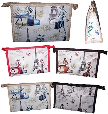 Paris Eiffel Tower Cosmetic Bags Pouches Makeup Cases 6 or 12Pc Lot (12 Bags)