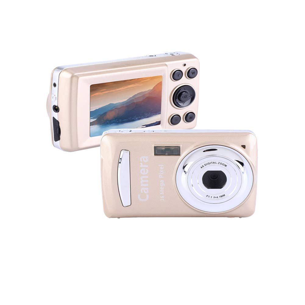 Digital Camera,4x Digital Zoom 16MP 720P FHD 2.4" LCD Screen 30fps Video Camera Camcorder, Simple Camera for Kids/Children/Teenagers/Beginners/The Elderly (Gold)