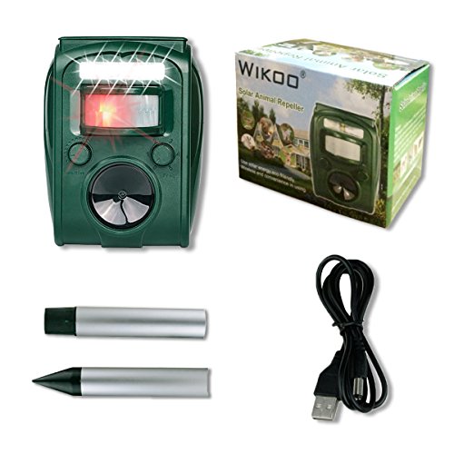 Ultrasonic Pest Repeller, Wikoo Solar Powered Waterproof Outdoor Animal Repeller with Ultrasonic sound and Flashing Light, Activated by motion - Very Effective for Cats, Dogs, Squirrels, Moles, Rats - Thumbnail 6