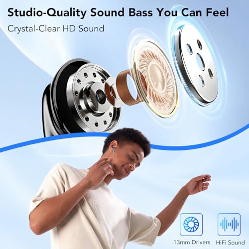 Tiksounds Wireless Earbuds, Bluetooth 5.4 Headphones in Ear with 4 ENC Mic Ear Buds Wireless Earphones Mini Ear Buds 40H Playtime HiFi Stereo Sound IPX7 Waterproof USB-C for iOS/iPhone/Android