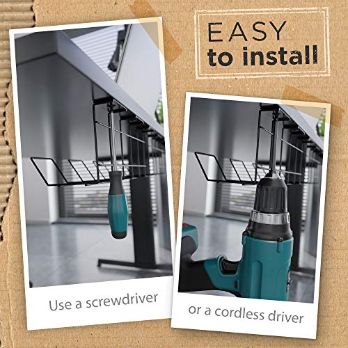 Scandinavian Hub Compact Under Desk Cable Management Trays (White Set