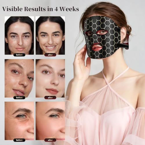 Red Light Mask for Face, 7-Colors Red Light Therapy Face Mask, Lightweight Portable for Home & Travel, Rechargeable