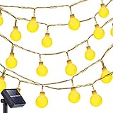 Oak Leaf 30-LED Globe Outdoor Solar String Lights,Warm White,13 Feet,IP44 Waterproof