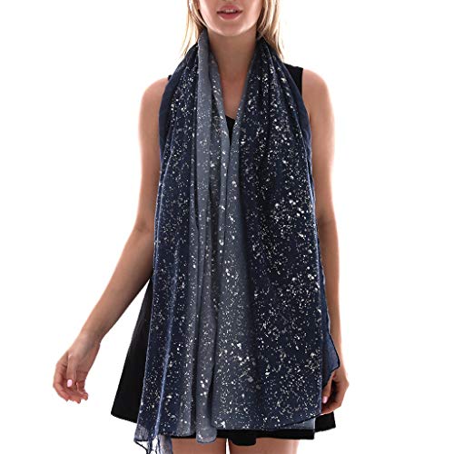MEIYIN Womens Cotton Linen Gradient Scarf Silver Foil Sequins Bandana Shawl Headscarf - Thumbnail 7