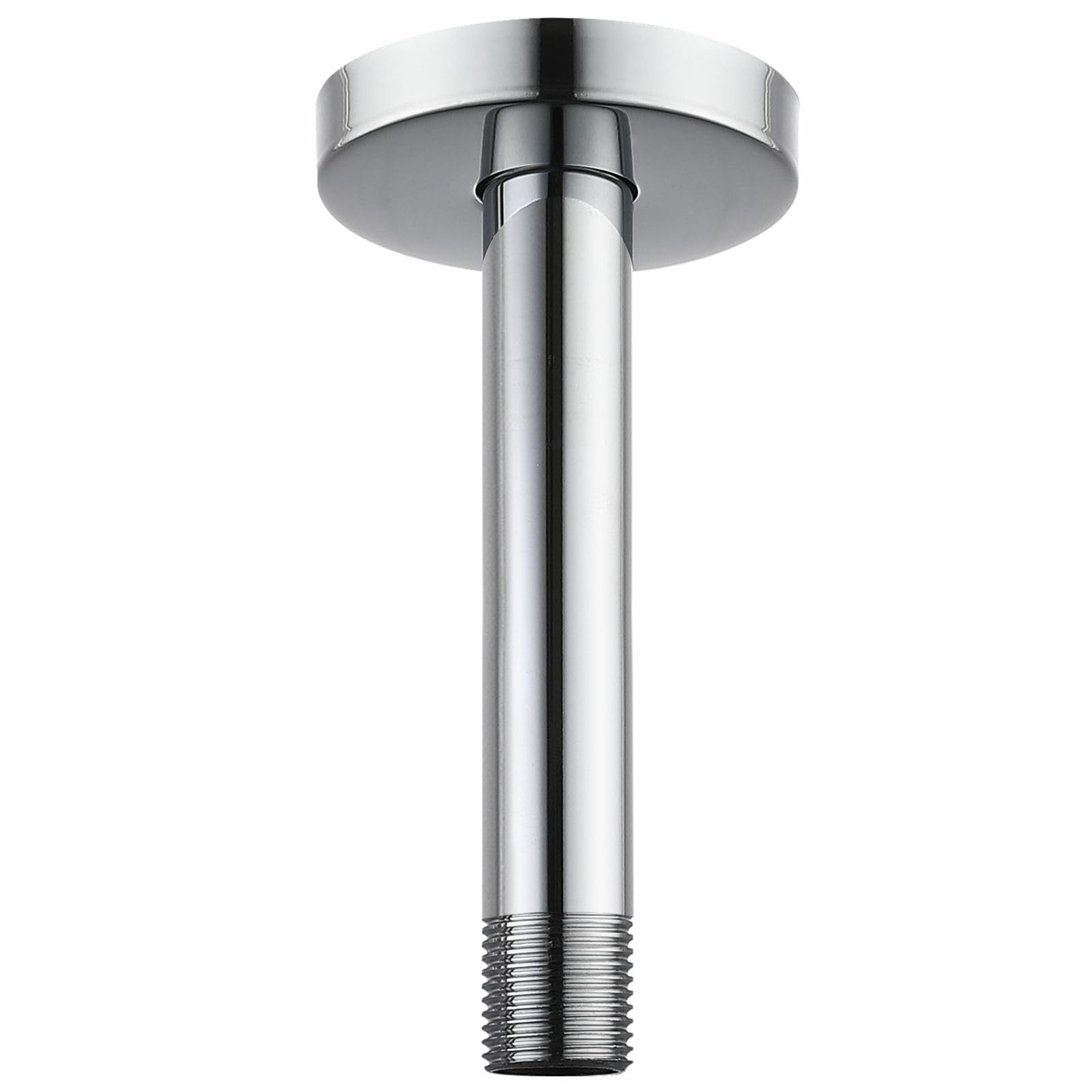 Voolan Shower Arm with Flange, Ceiling Mounted Round Fixed Shower Pipe, Bathroom Straight Rain Shower Replacement Arm, Universal Connection 1/2 NPT (6 Inch, Chrome)