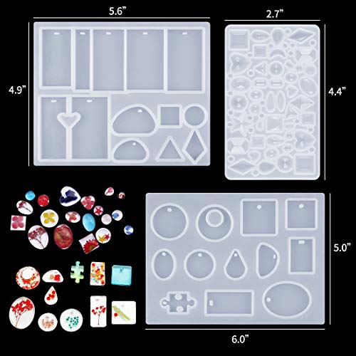 SJ 83 Pieces Resin Casting Molds and Tools Set with A Black Storage Bag, DIY Silicone Resin Molds for DIY Jewelry Craft Making