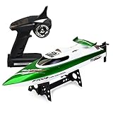 CSFLY Rc Boat 4CH 2.4Hz Remote Control Rechargeable High Speed Racing Boat(Only Works In Water) -Green