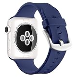 Apple Watch Sport Band with Case 42mm, UMTELE Soft Silicone Replacement iWatch Bands Sport Strap with Buckle Clasp for Apple Watch Sport, Series 2, Series 1, Blue
