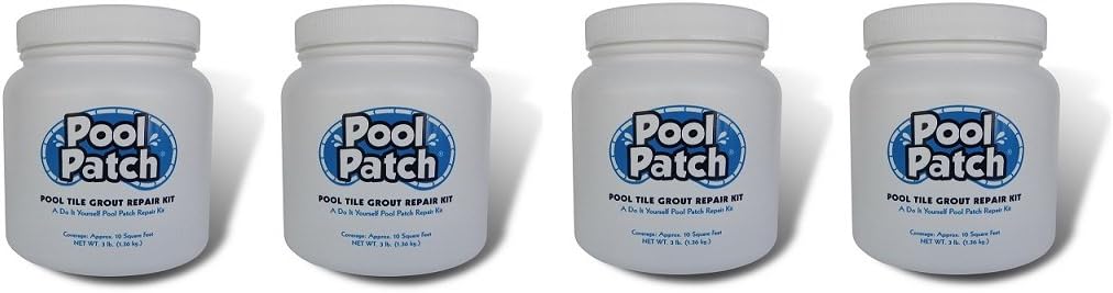 Pool Patch White Pool Tile Grout Repair Kit, 3-Pound, White (4-(Pack))