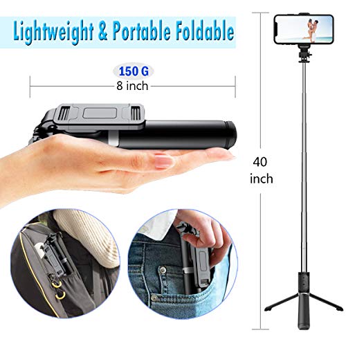 Selfie Stick Tripod,Extendable Bluetooth Selfie Stick with Wireless Remote,Compatible with iPhone 11/11 pro/X/8/8P/7/7P/6s/6,Samsung Galaxy S9/S8/S7/Note 9/8 More