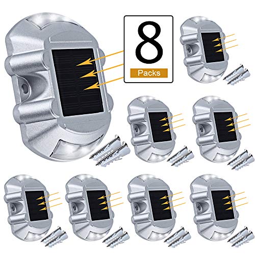 Solar Dock Light APONUO 8-Pack Pathway Lights Solar Deck Lights Led Step Road Driveway Light Wireless Waterproof Outdoor Warning Step Lights for Driveway Garden Walkway Backyard Step