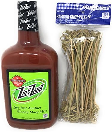 Zing Zang Bloody Mary Mix Bundle: 1/2 Gallon Bottle with 100 Seven Inch Bamboo Knot Picks