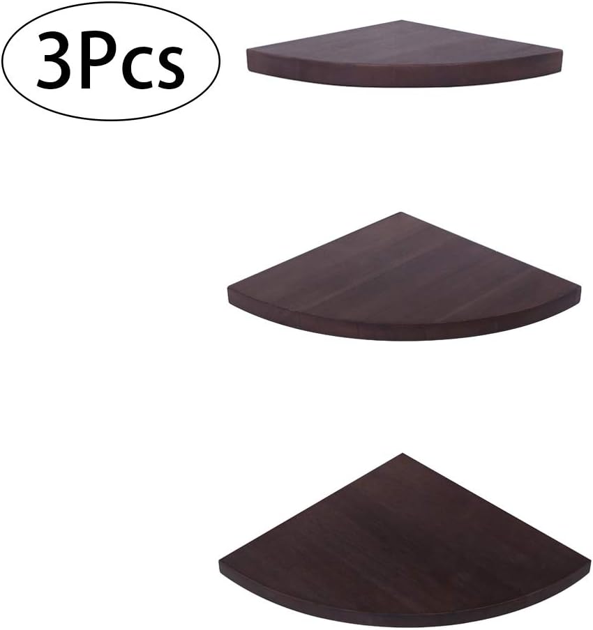 OROPY Wooden Wall Floating Corner Shelves,3 Tier Rustic Storage Display Rack for Home Office Decorative