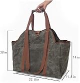 Namvo Waxed Canvas Log Tote Bag Firewood Carrier Holder Indoor Fireplace Hearth view 6