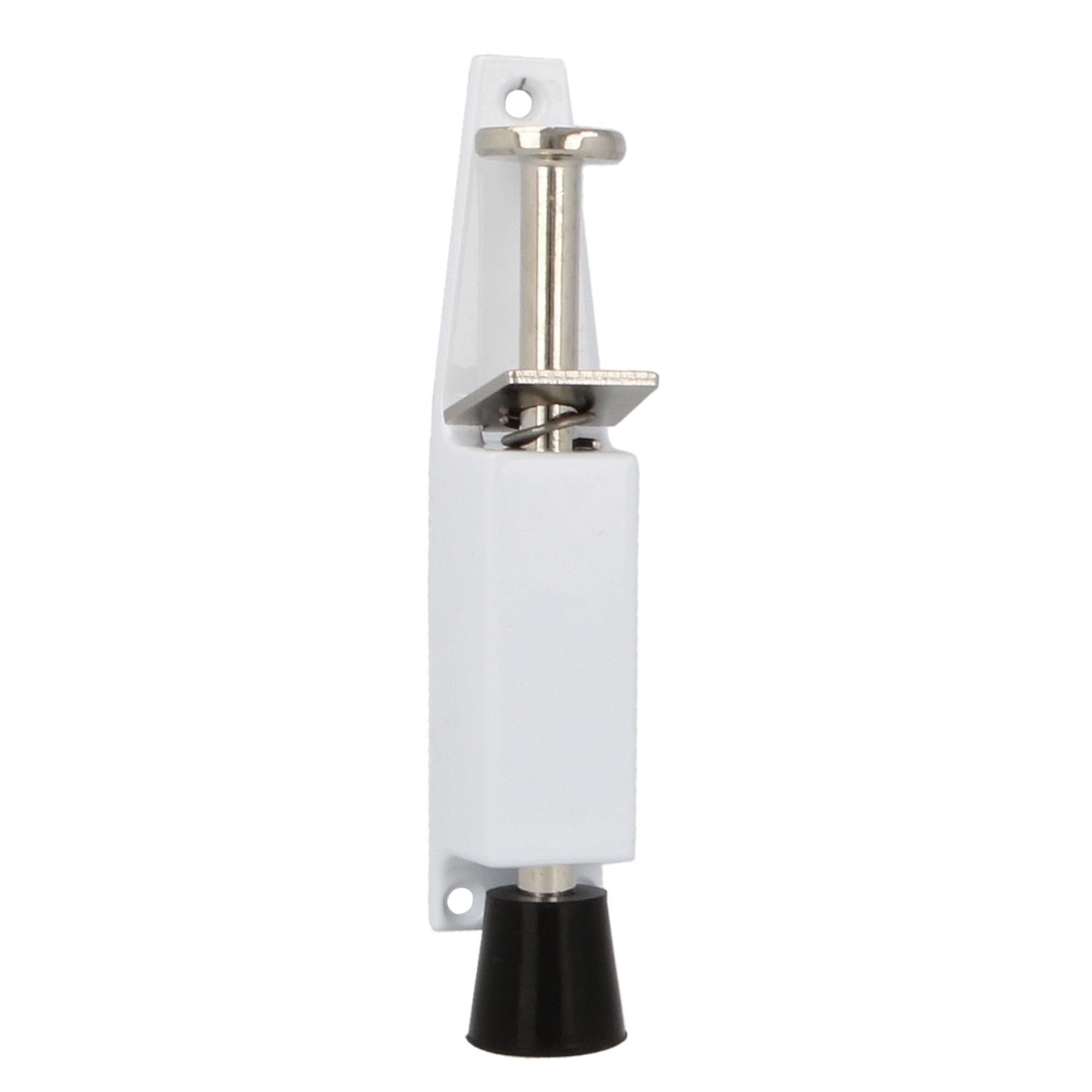 Amig - Rubber Foot Retainer Mod.10 for Holding and Keeping Doors Open | Zamak Vertical Stop | Anti Carrier | Measurements: 120 x 25 mm | Travel: 28 mm | White