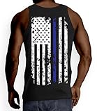 Mens Thin Blue Line American Flag Tank Top T-shirt