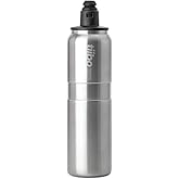 tiibo Vacuum Insulated Stainless Steel Bike Water Bottle, Double Wall, No-Squeeze, Fast Flow Sport Nozzle, Designed for Cycling, Biking, Fitness & Sports, Fits Most Bike Cages (Brushed, 23OZ)