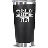 AcevedoDesign World's Best Titi Tumbler - Best Titi Laser Engraved - Titi Mug - Father's Day Gift - Birthday Gift For Titi - Titi Coffee Mug - Stainless Steel Travel Tumbler 20Oz, Black