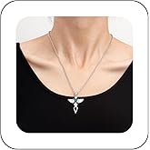 Andelaisi Boho Emerald Cross Choker Necklace Viking Wings Sword Necklace Silver Wing Sword Pendant Necklace Vintage Angel Wing Sword Necklace Choker Jewelry for Women Amulet Necklace