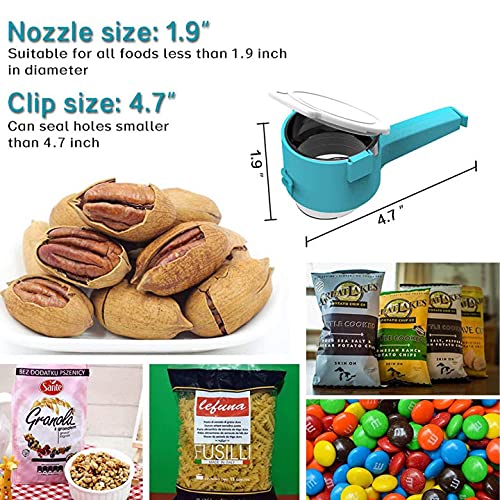 Bag Clips for Food, 4 pcs Food Package with Pour Spout, Snack Sealing Clips, Pouring Food Clip, Food Storage Clip, Best Kitchen Food Storage and Organization (Multicolor)