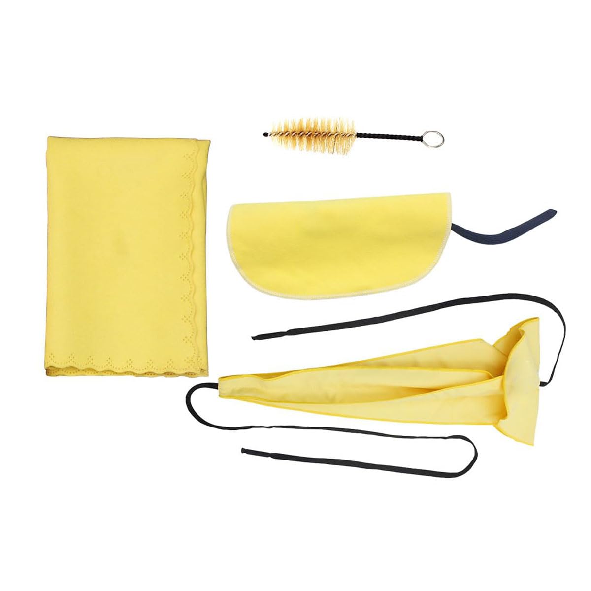 Alnicov Saxophone Cleaning Care Kit with 3Pcs Cleaning Cloth and Mouthpiece Brush Musical Instrument Maintenance Tool(Yellow)