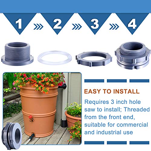 Outus PVC Bulkhead Fitting for Rain Barrels, Aquariums, Ponds or Water