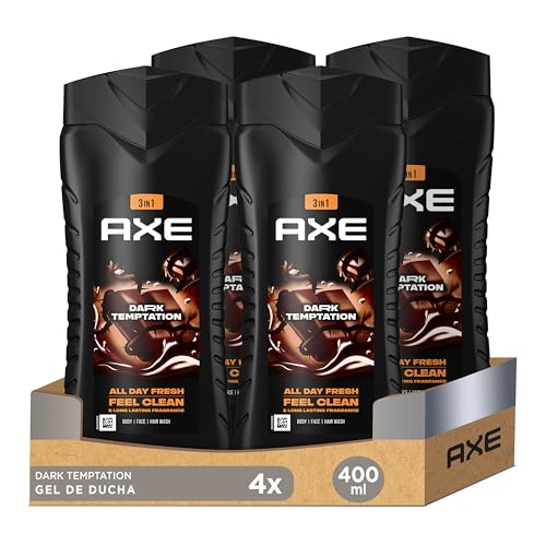 Gel doccia 3 in 1 e shampoo Dark Temptation XL per una freschezza e un profumo di lunga durata, dermatologicamente testati, 400 ml, 4 pezzi