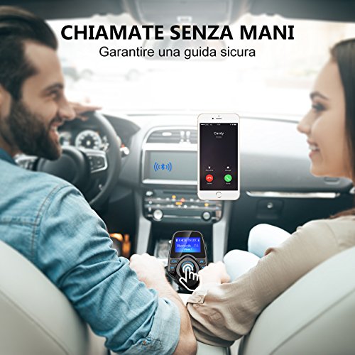Mpow Trasmettitore FM Bluetooth, FM Trasmettitore per Auto Radio Adattatori Vivavoce Car Kit per Scheda TF, USB Port, Micro SD Card, U Disk, Cellulari, Tablet Portatile, Altri Dispositivi Bluetooth