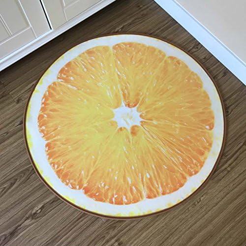 Sunhai Rug Round Carpet Children's Cartoon Nordic Cloakroom Living Room Bedroom Basket Swivel Chair Cushion Machine Wash Computer Chair Mats ( Color : Orange slice , Size : 60cm )