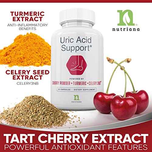 Uric Acid Cleanse Support Tart Cherry Capsules - Tart Cherry Juice Extract 2500 mg with Turmeric and Celery Seed Extract for Joint and Kidney Support - 60 Tart Cherry Concentrate Capsules