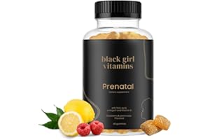 Black Girl Vitamins - Prenatal Gummies for Women Vitamin with Folate for Bone Health Support, Gluten-Free, (Raspberry-Lemonade), 60ct