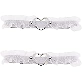 alisikee 2PCs Adjustable Heart Lace Thigh Garter, Elastic Leg Garters Belt for Women Parties, Black/Red/Pink/White
