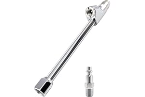 GODESON Dual Head Air Chuck, All-Metal Tire Chuck with Straight & 30° Angled, 1/4" NFT Tire Inflator Nozzle with Quick Plug, 