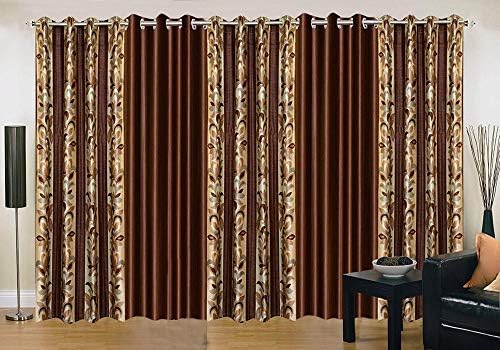 Brand Roots Modern Curtains Polyester Long Door 9 feet, Pack of 5, Brown, GTHC (Brown, 9 Feet)