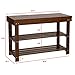 Ollieroo Shoe Rack 2 Tier Natural Bamboo Shoe Bench Organizer, Foot Stool with Storage Drawer on Top (Amber)