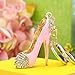 Reizteko Fashion Lady's High Heel Shoe Rhinestone Alloy Women Bag or Car Keychain (Pink)