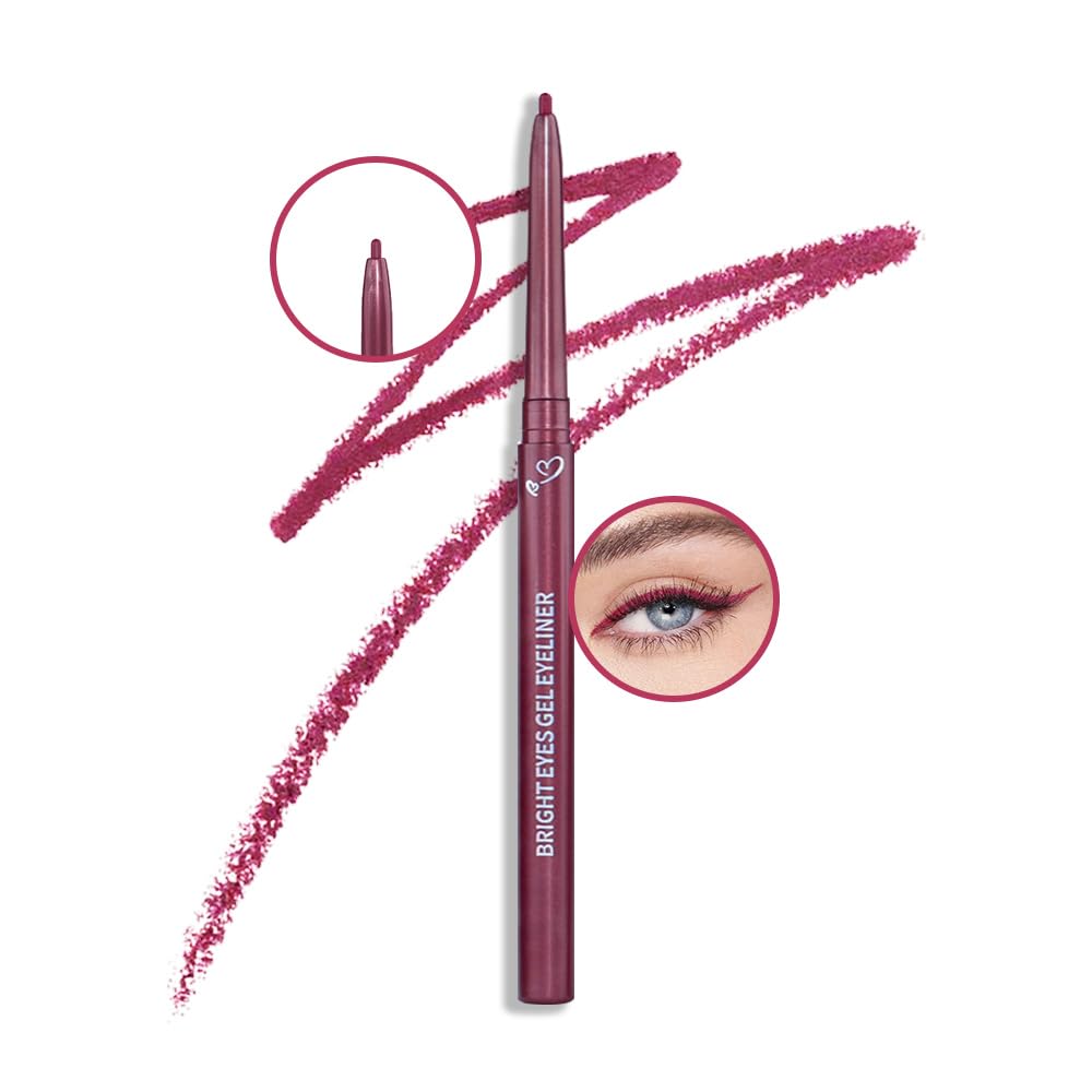 1.5mm Skinny Gel Eyeliner Pencil,Berry Pink Cat Eye Liner Makeup Pen,Cream Smooth Eyeliner Crayon,delineador de ojos contra el agua,Waterproof Long Lasting 16 Hour Wear,Vegan & Cruelty Free,04